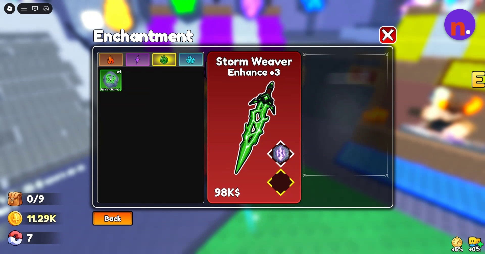 Poison Rune I selected for the enhanced Storm Weaver