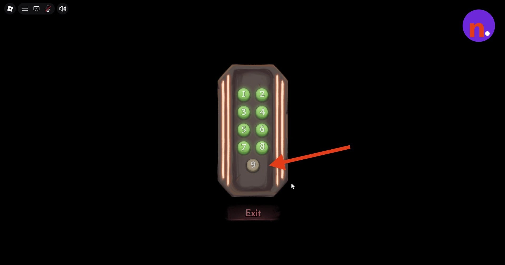 Button 9 on the elevator panel
