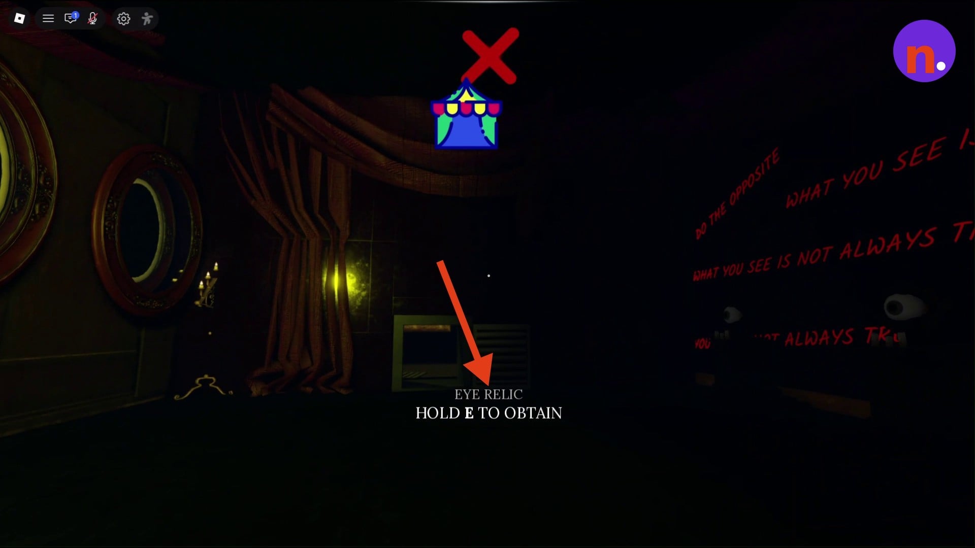 Find the Eye Relic obtain prompt near the vent
