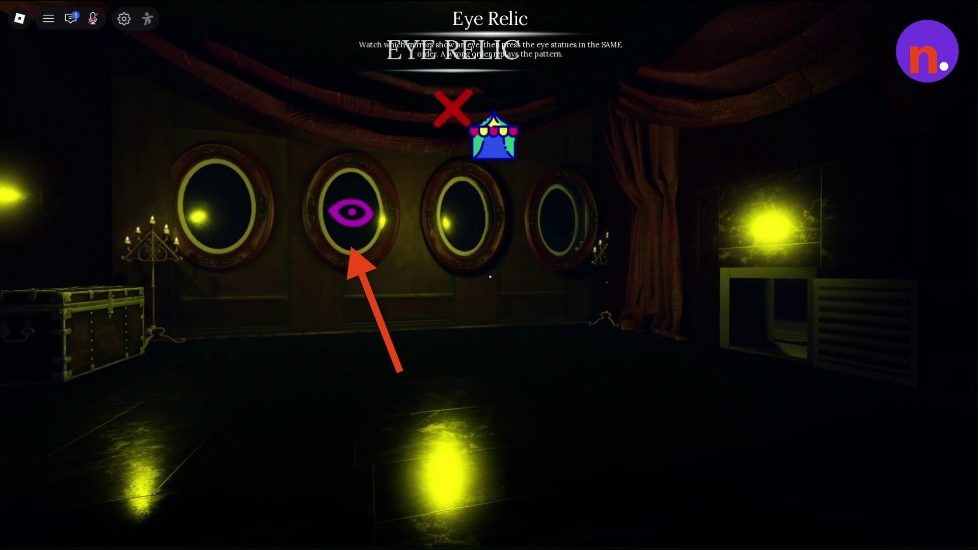 Watch which mirror displays the purple eye