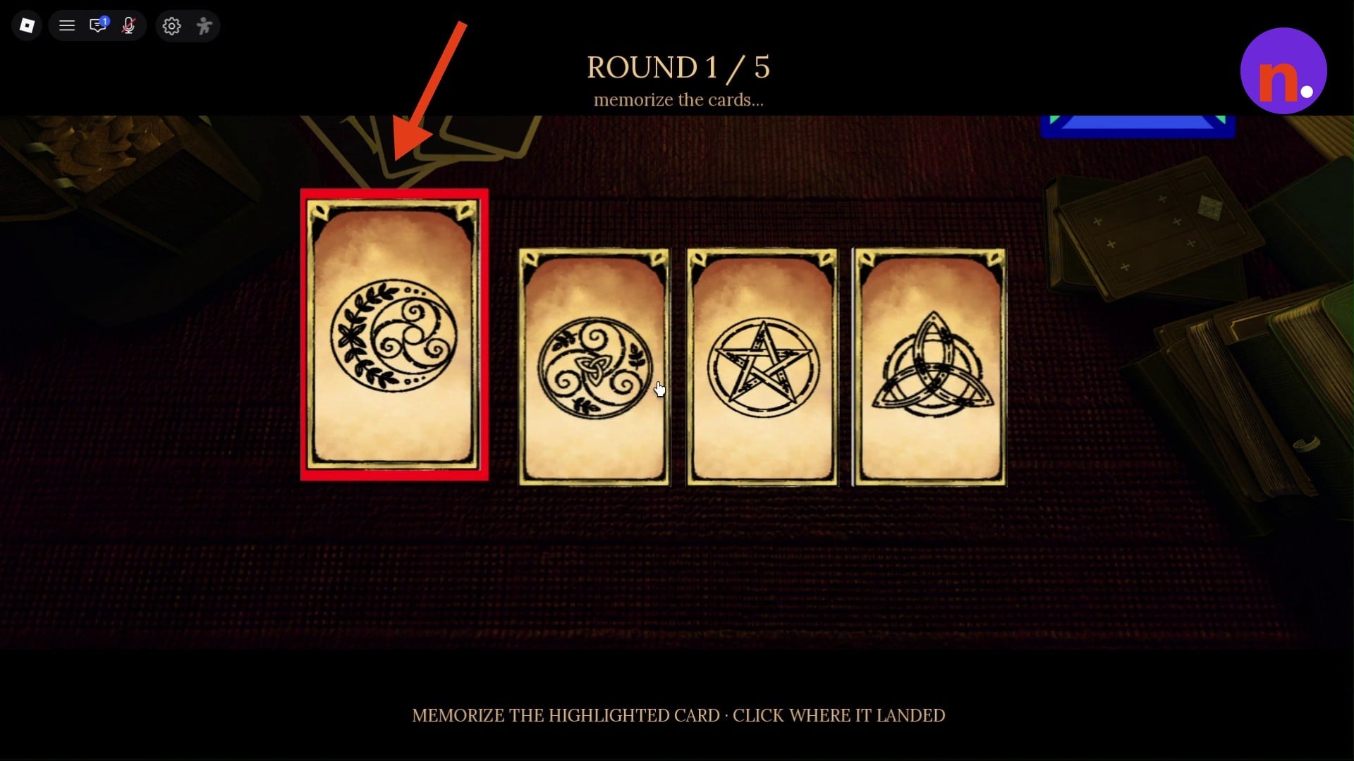The highlighted target card