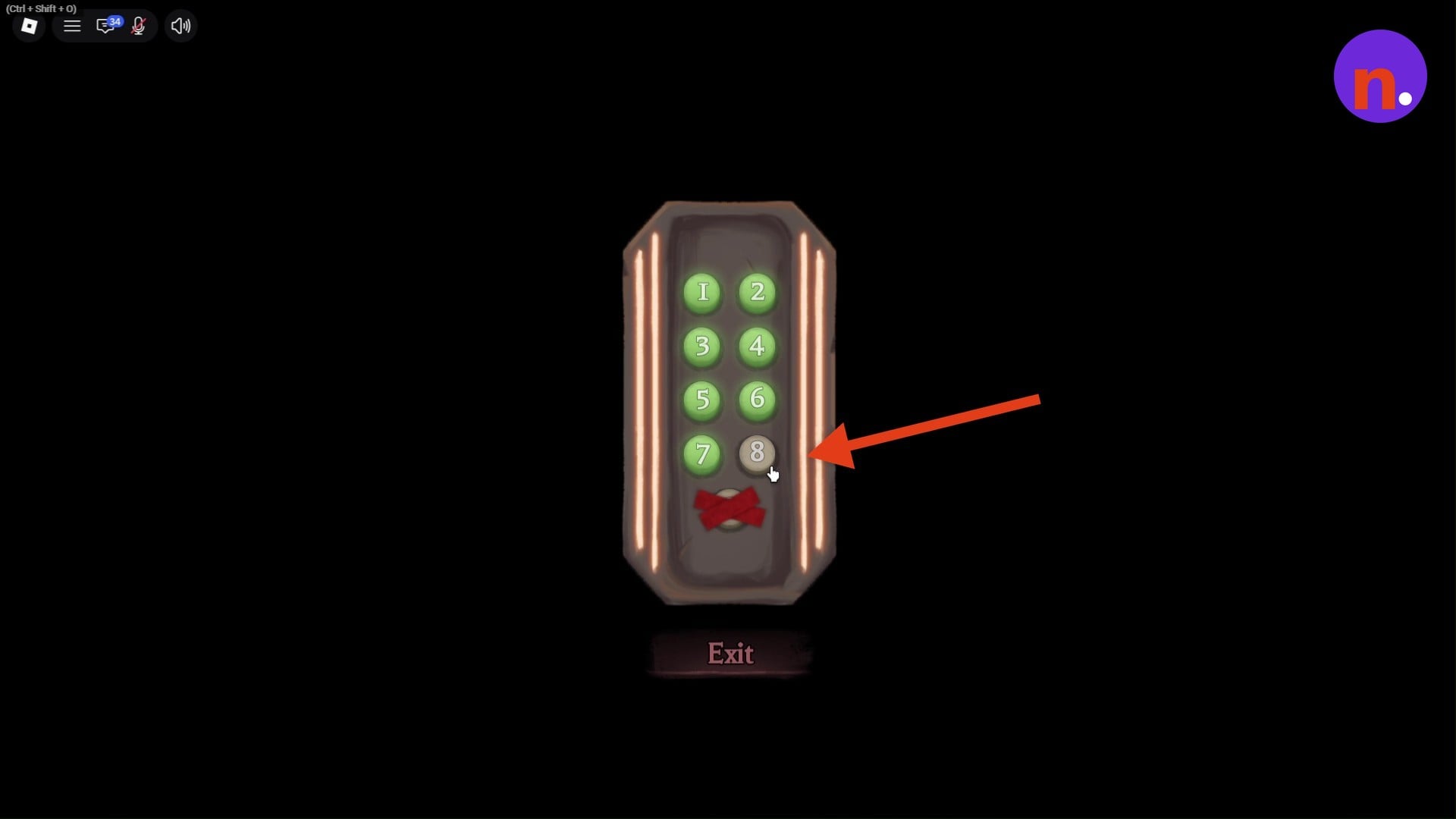 Select the elevator button marked 8
