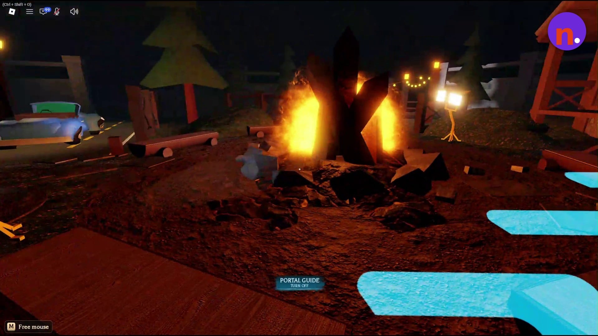 Follow the blue path markers toward the Survive The Killer portal.