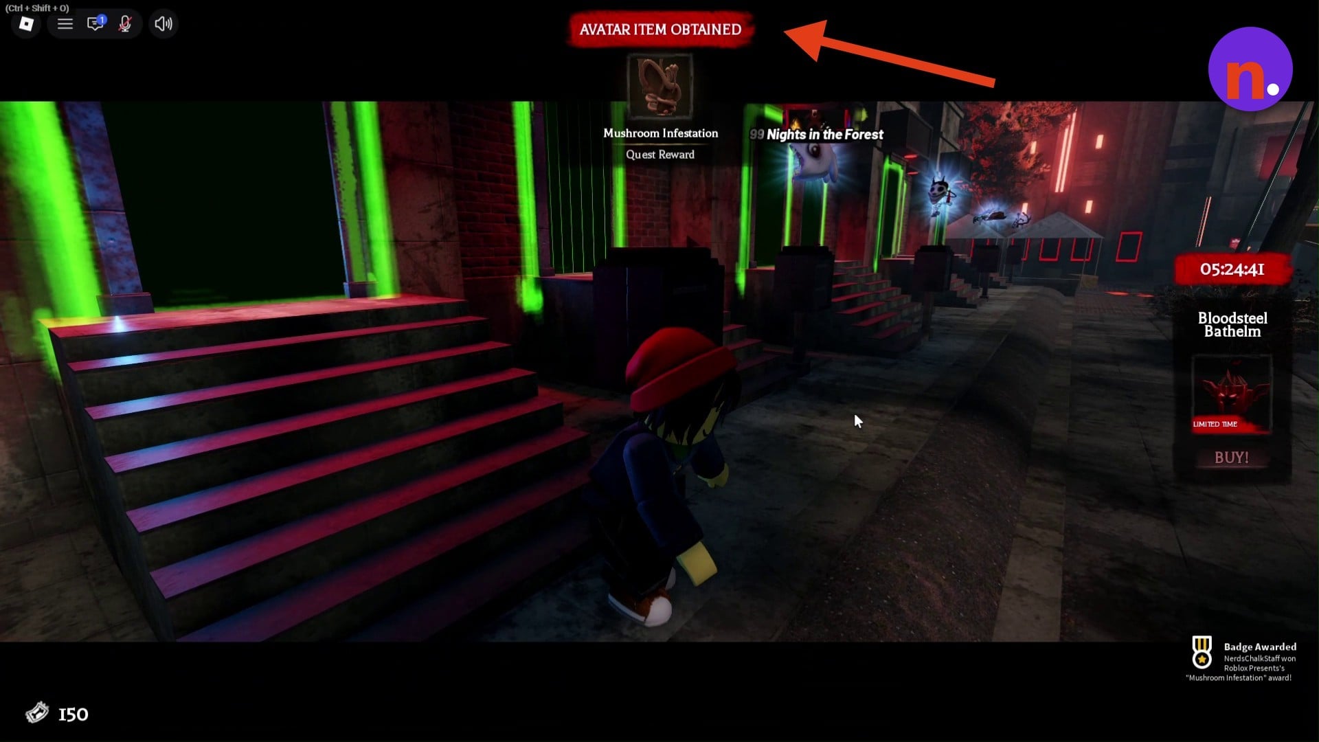 Mushroom Infestation appears as an obtained avatar item