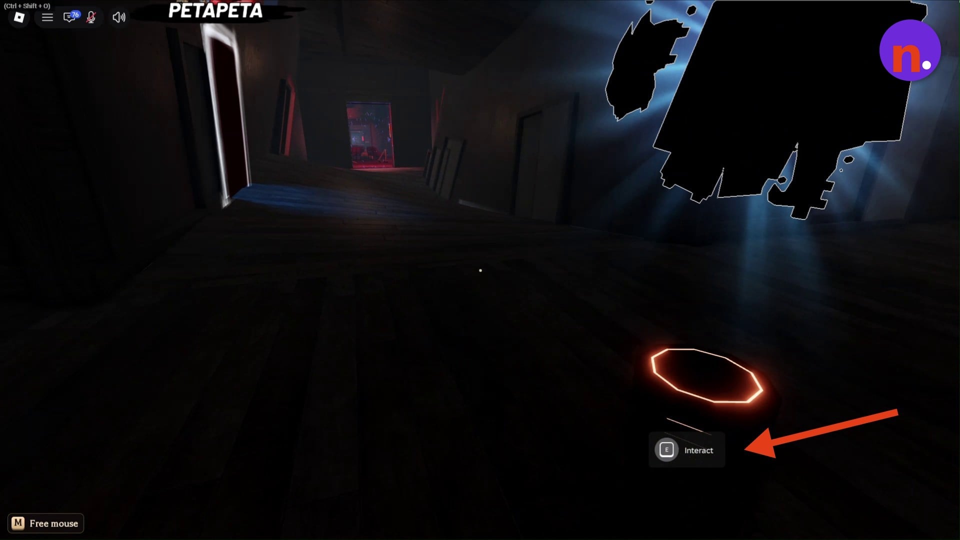 The glowing PETAPETA console in the Floor 8 hallway