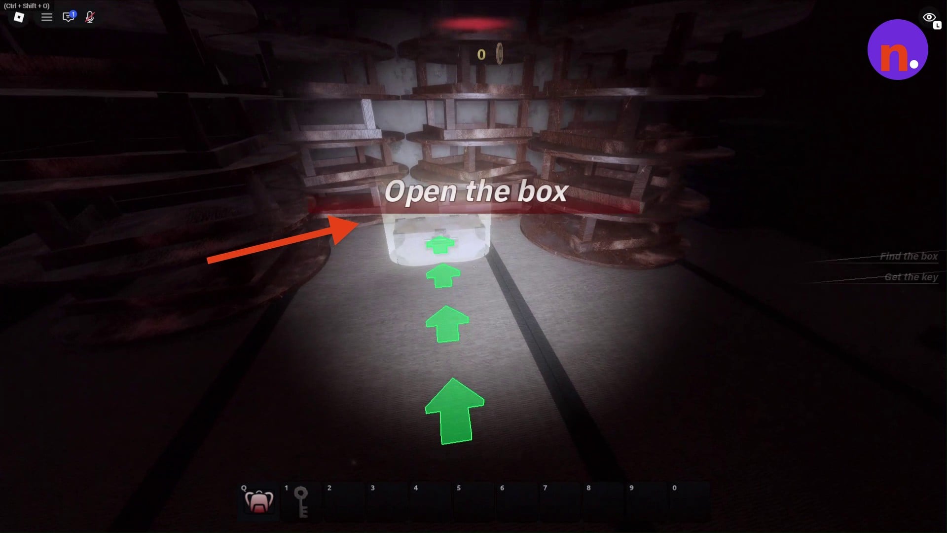 Find the glowing wooden box in the storage room