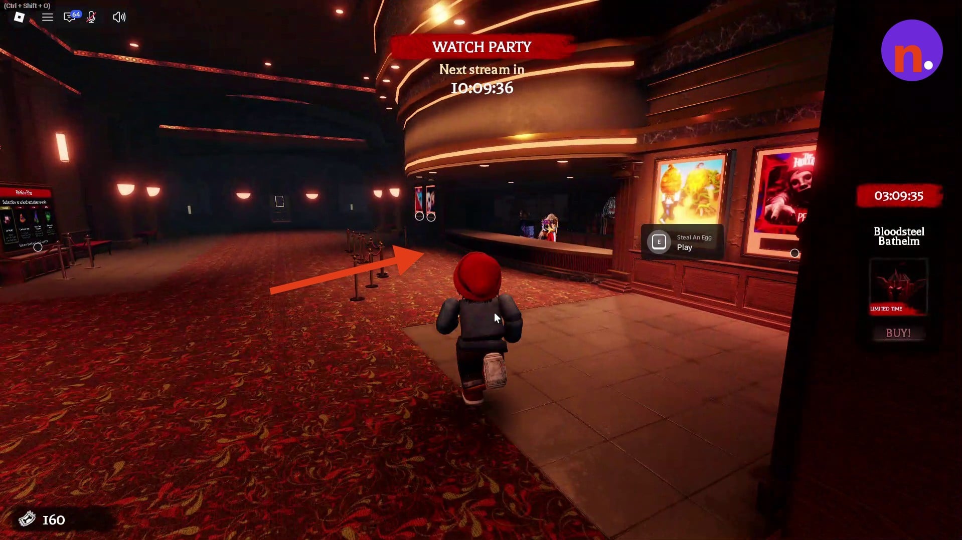 The concessions counter on the right side of the lobby