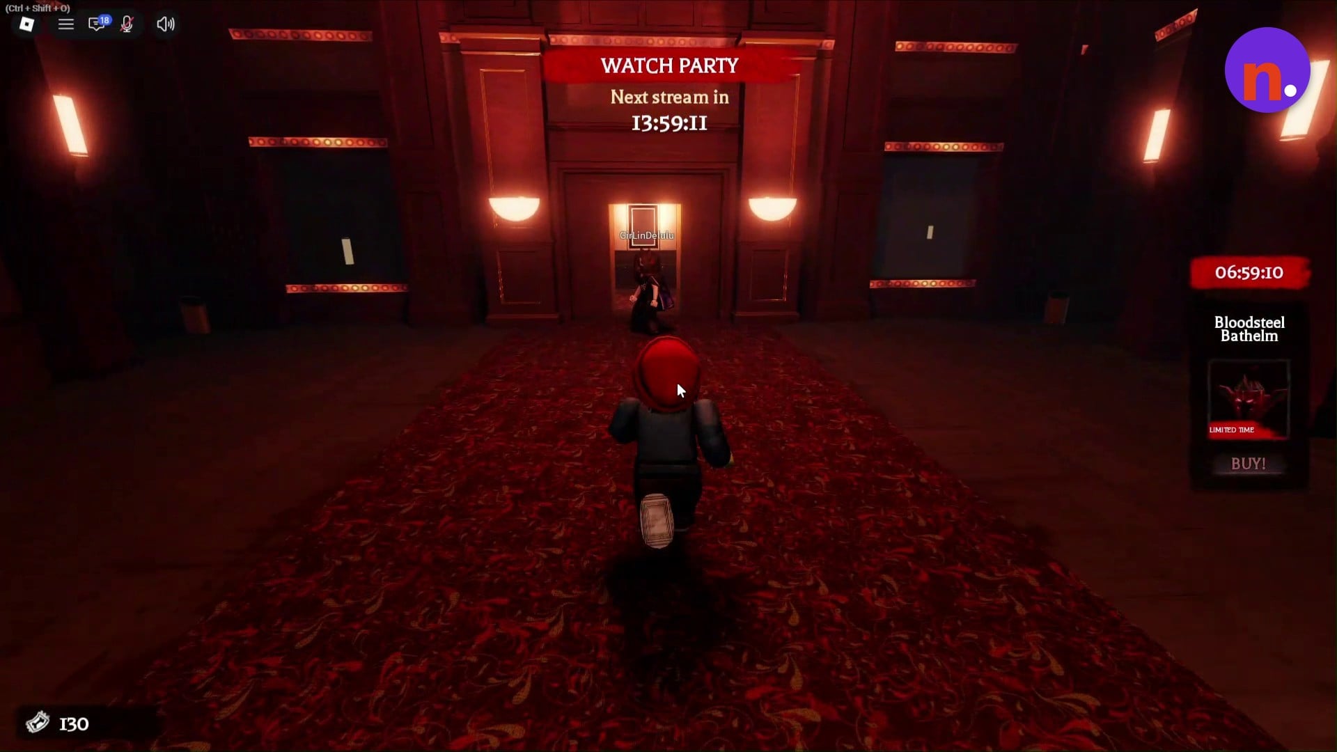 Follow the red carpet to the elevator