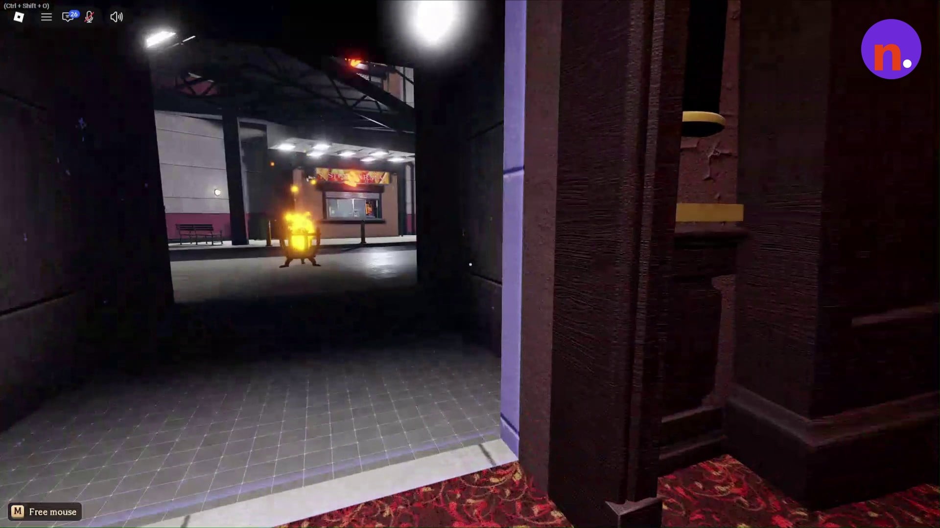 Look beyond the doorway for the brazier