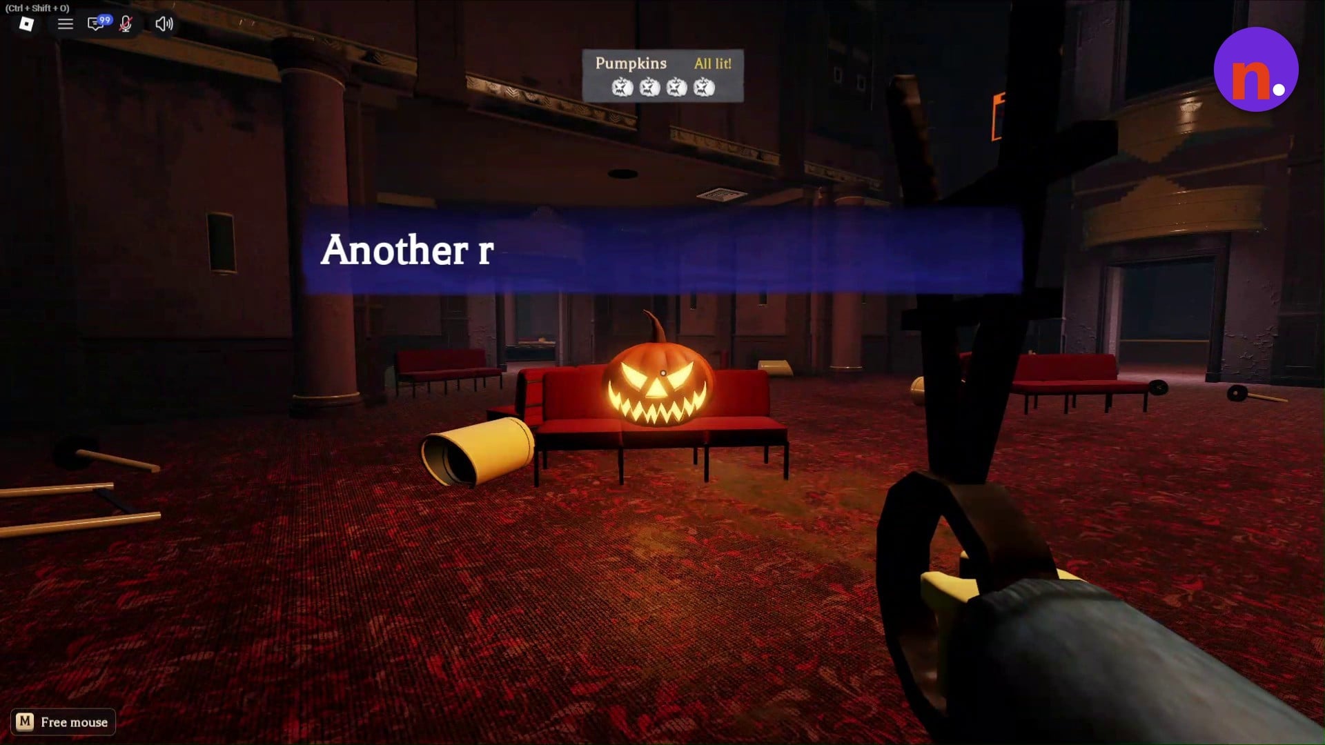 The pumpkin objective reads All lit! at the collection stage