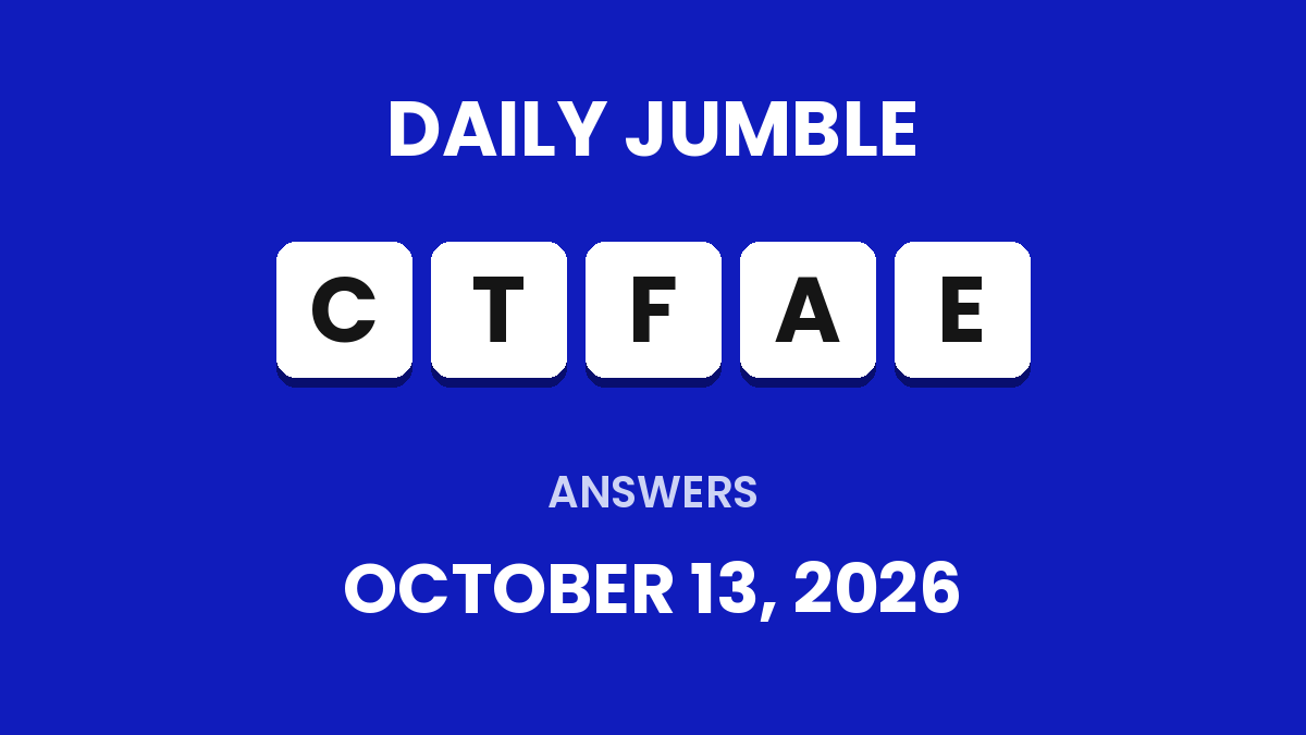 Game icon and date for Daily Jumble Hints and Answers Today: October 13, 2026