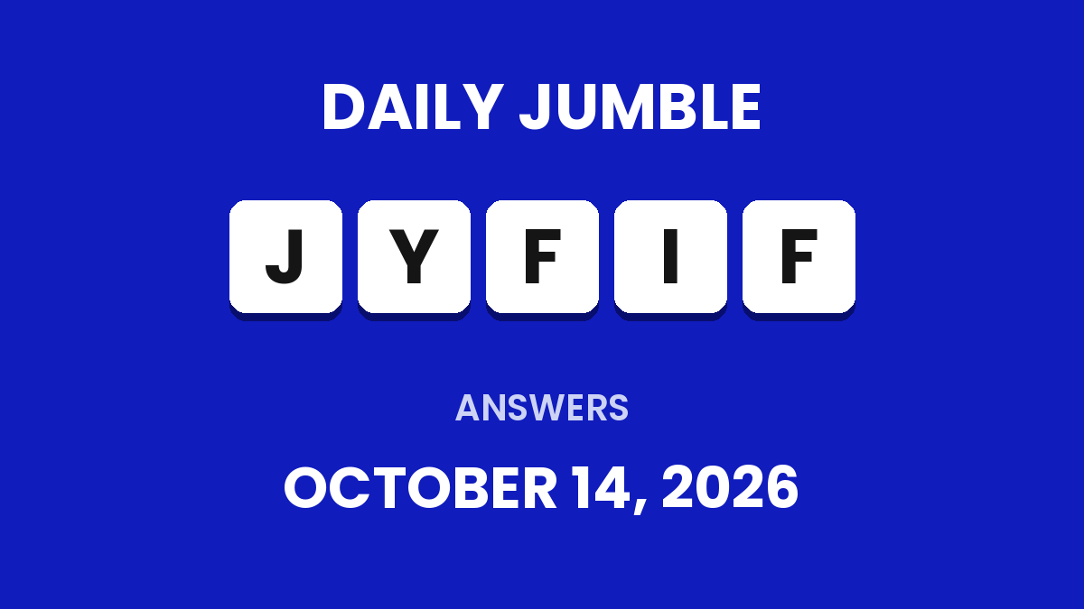 Game icon and date for Daily Jumble Hints and Answers for October 14, 2026
