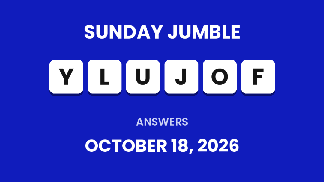 Game icon and date for Sunday Jumble Hints and Answers for October 18, 2026