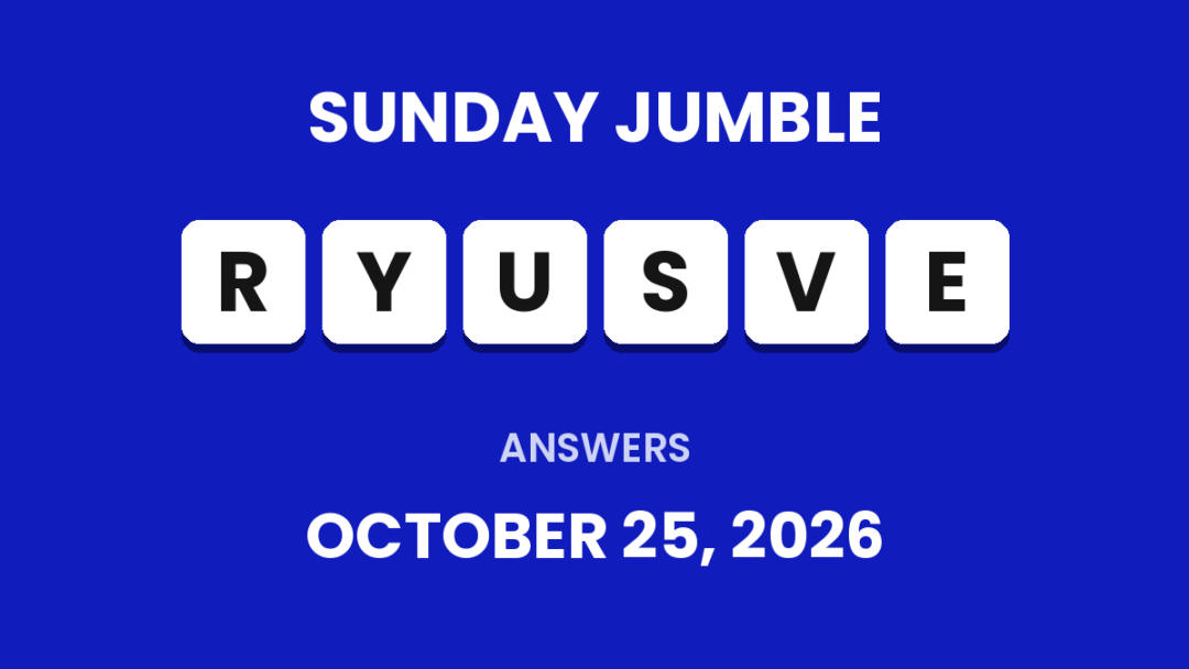 Game icon and date for Sunday Jumble Hints and Answers for October 25, 2026