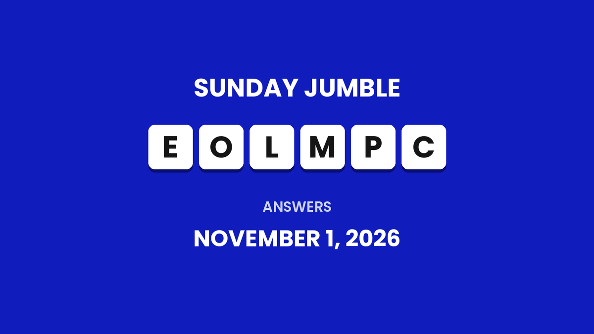 Game icon and date for Sunday Jumble Hints and Answers for November 1, 2026