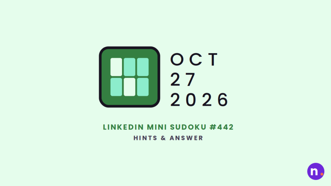Game icon and date for LinkedIn Mini Sudoku #442 Hints and Answers for October 27, 2026
