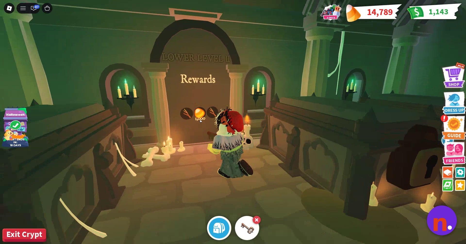 A coffin with a keyhole in the crypt