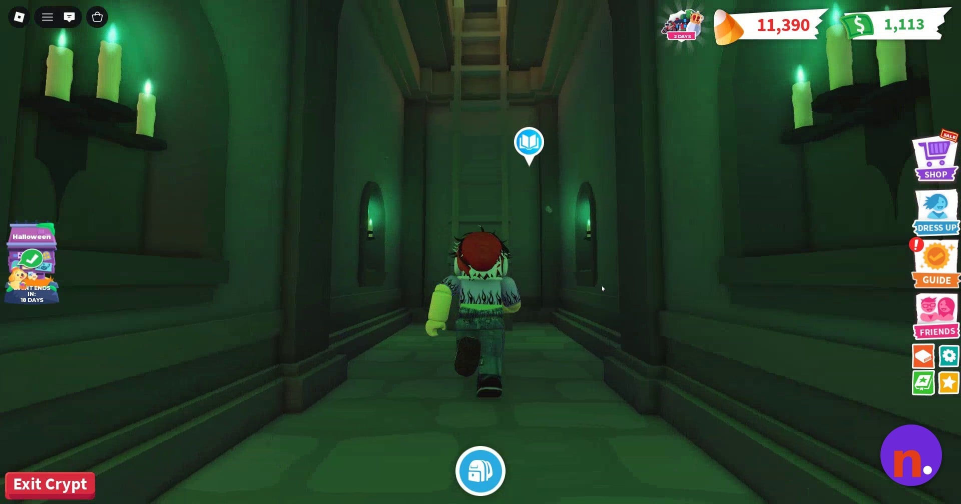 The way down from the opened coffin