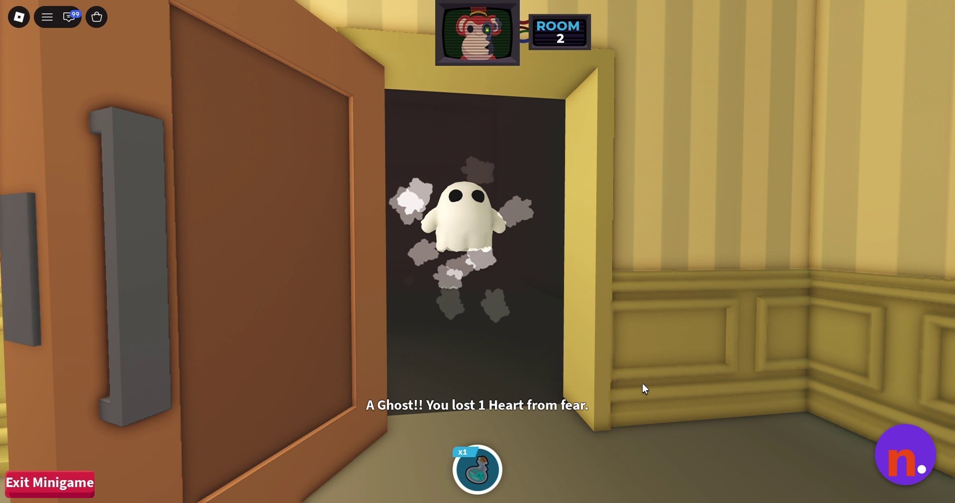 A ghost behind an opened door