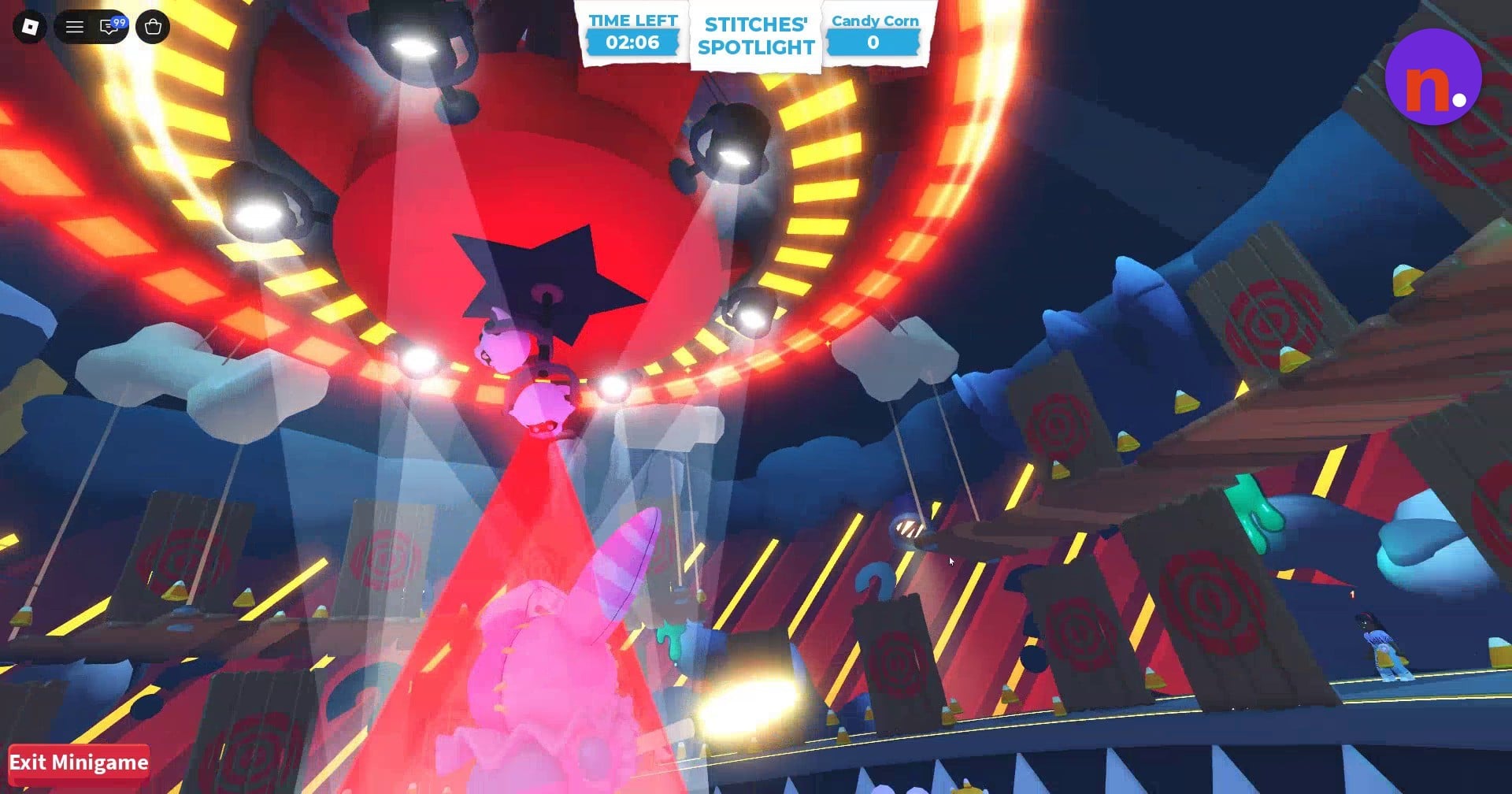 The arena and gameplay interface during Stitches' Spotlight