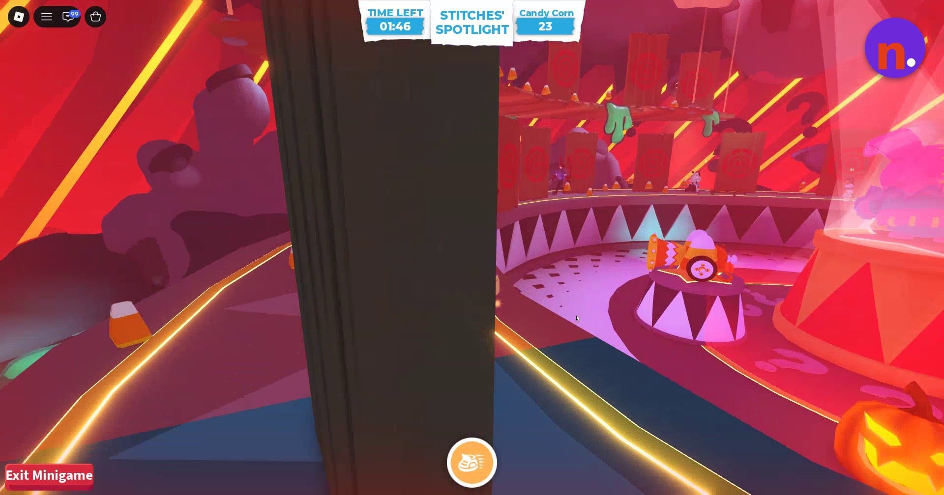 The red glow signals a spotlight catch