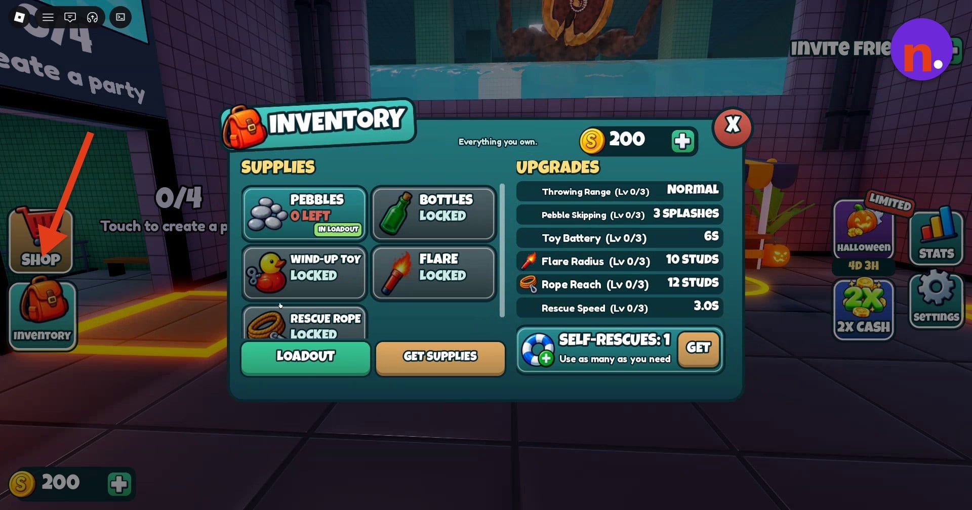 Find the equipment upgrade readings in Inventory