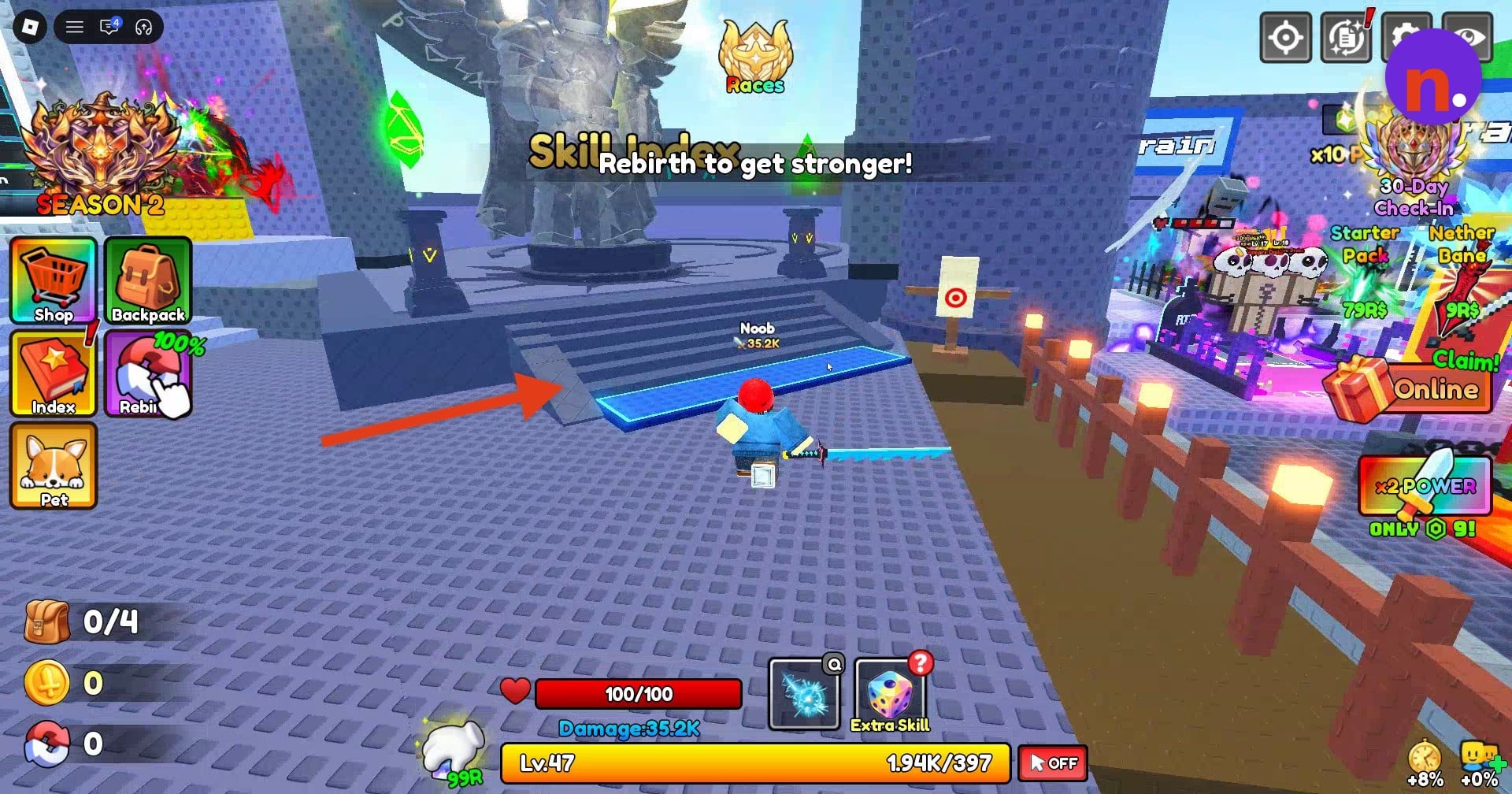 The platform in front of the Skill Index statue