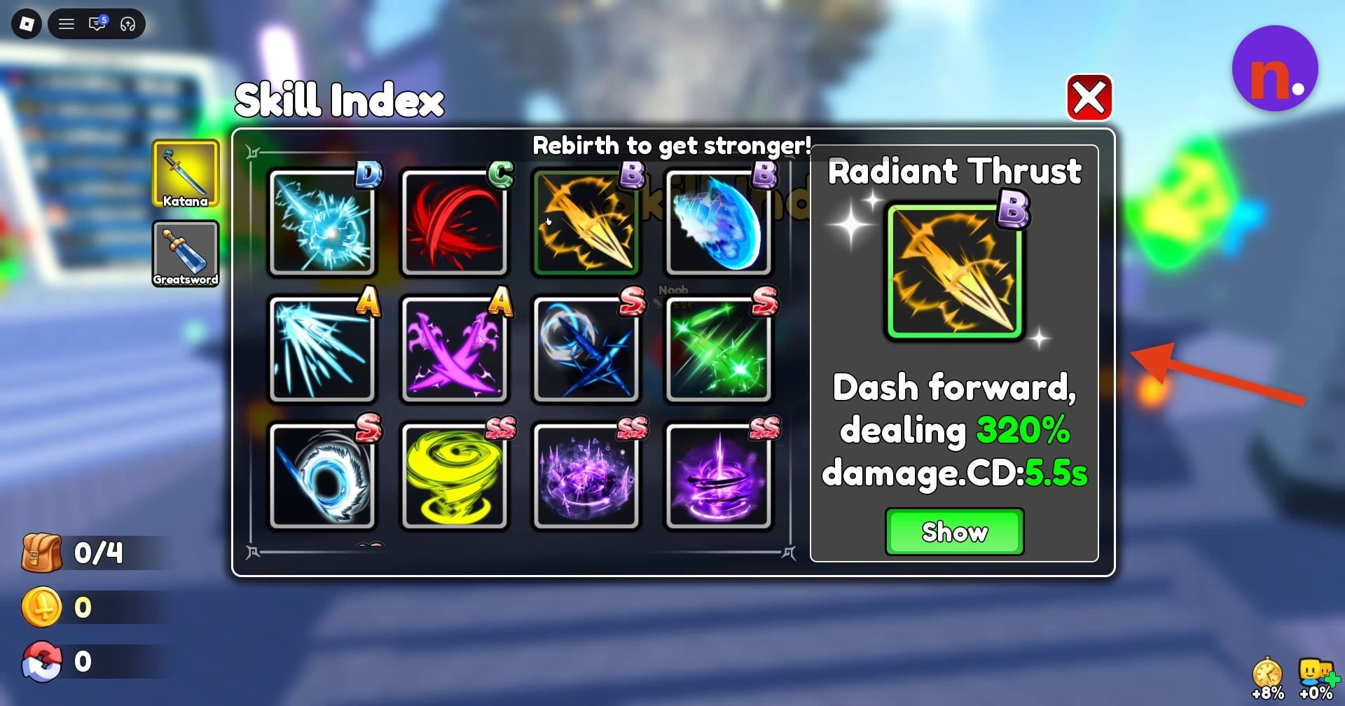 Radiant Thrust’s forward dash