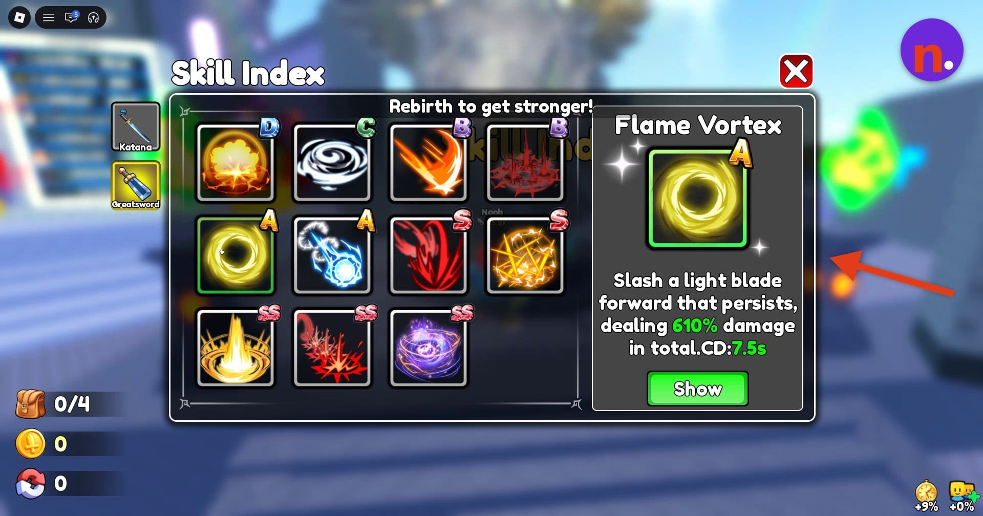 Flame Vortex’s persistent light blade