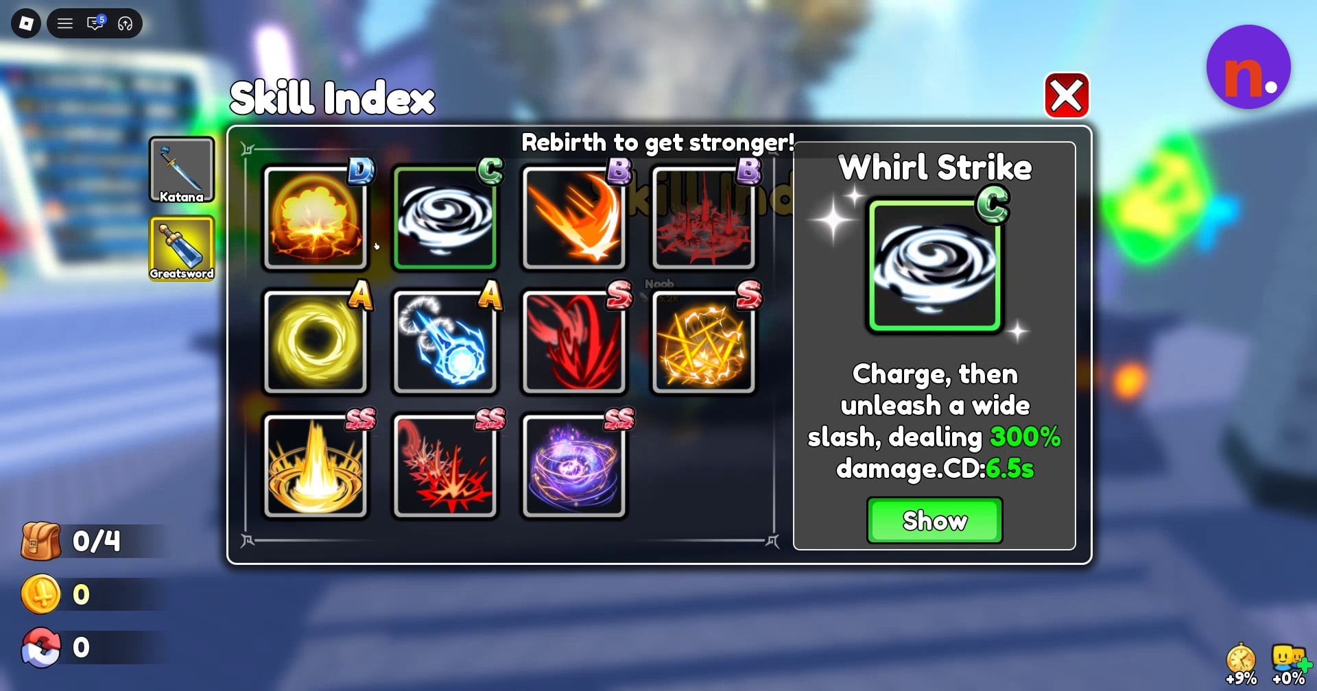 Whirl Strike’s charged slash
