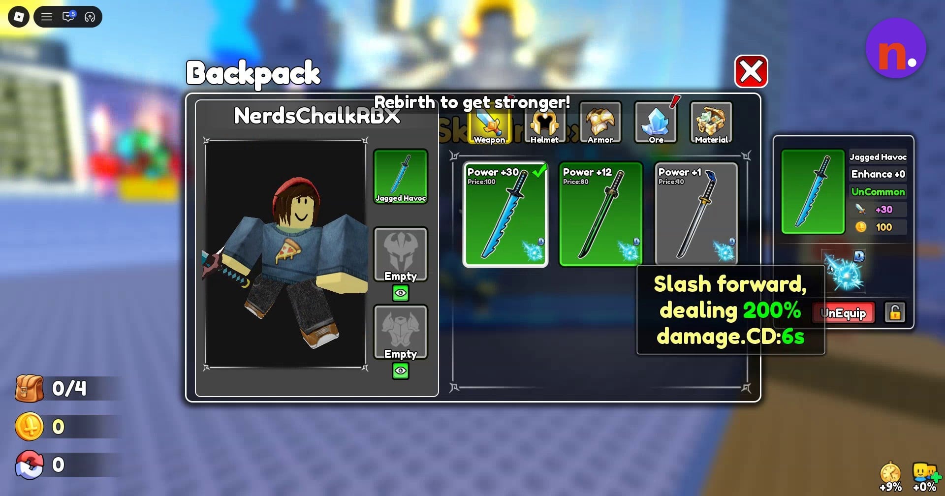 A weapon’s skill tooltip in Backpack