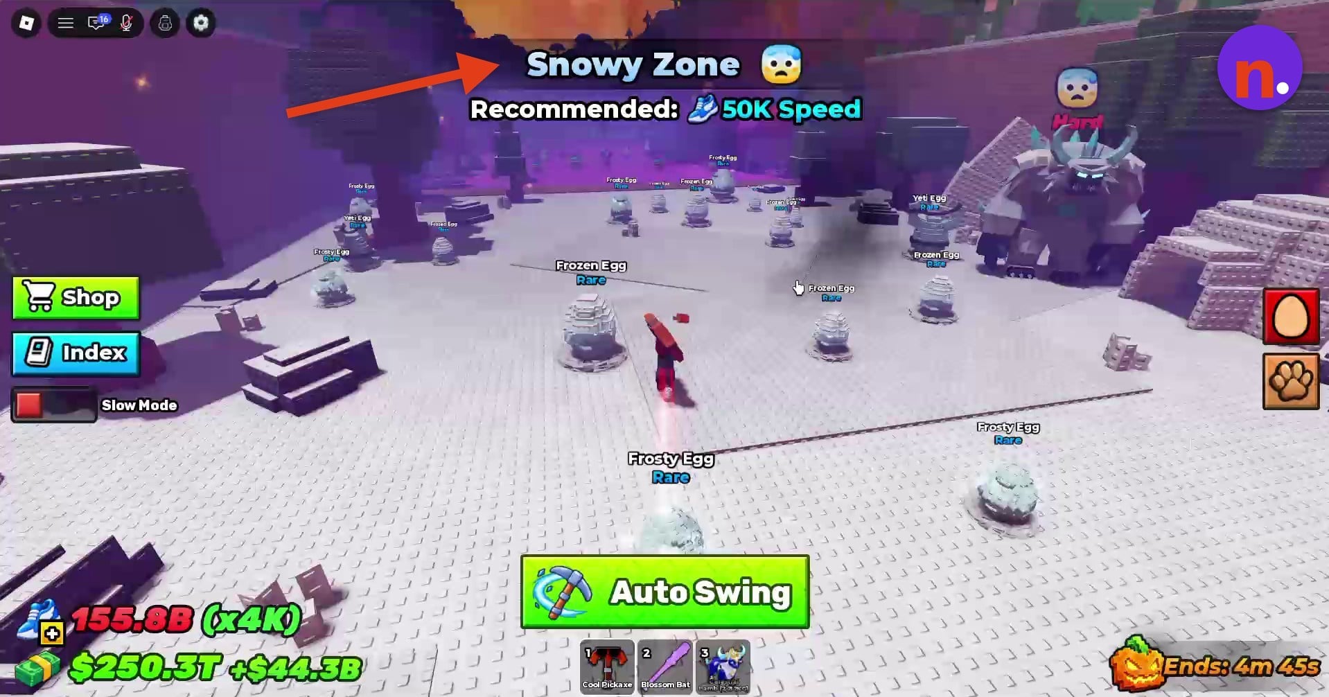 Snowy Zone entrance and eggs