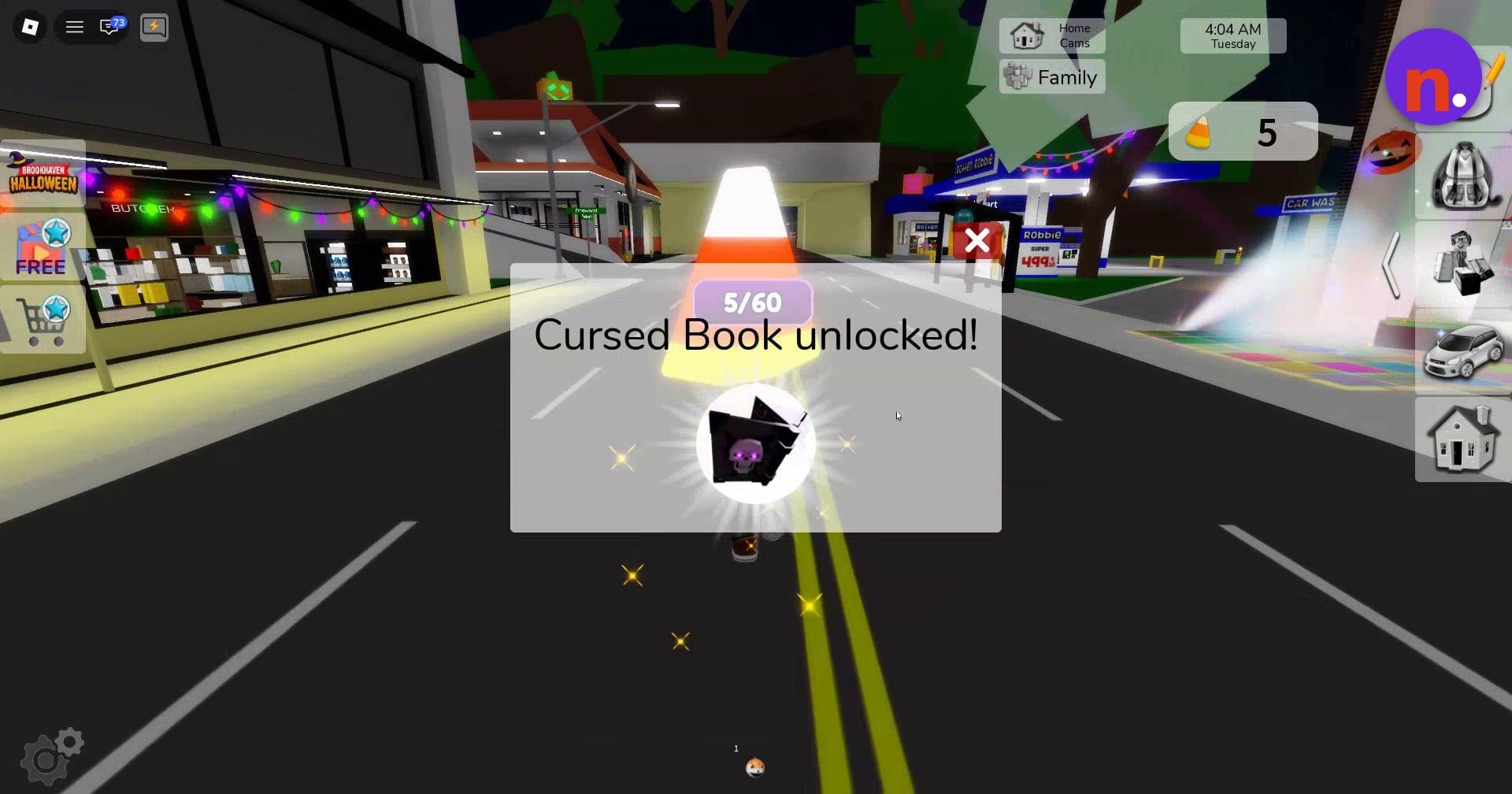 A Halloween reward unlock notification