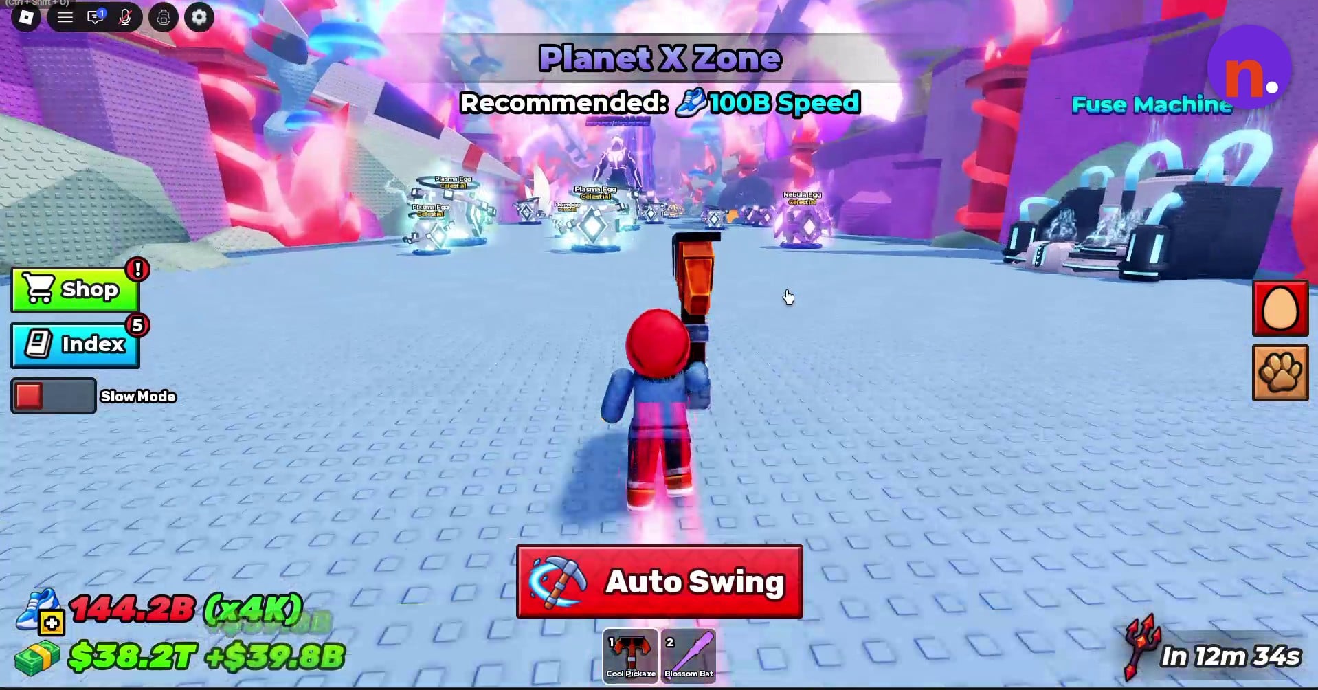 Planet X Zone banner and Fuse Machine sign