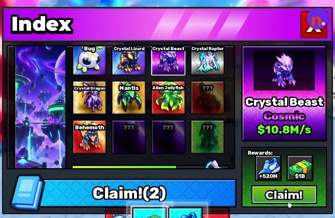 Selected Crystal Beast Index card