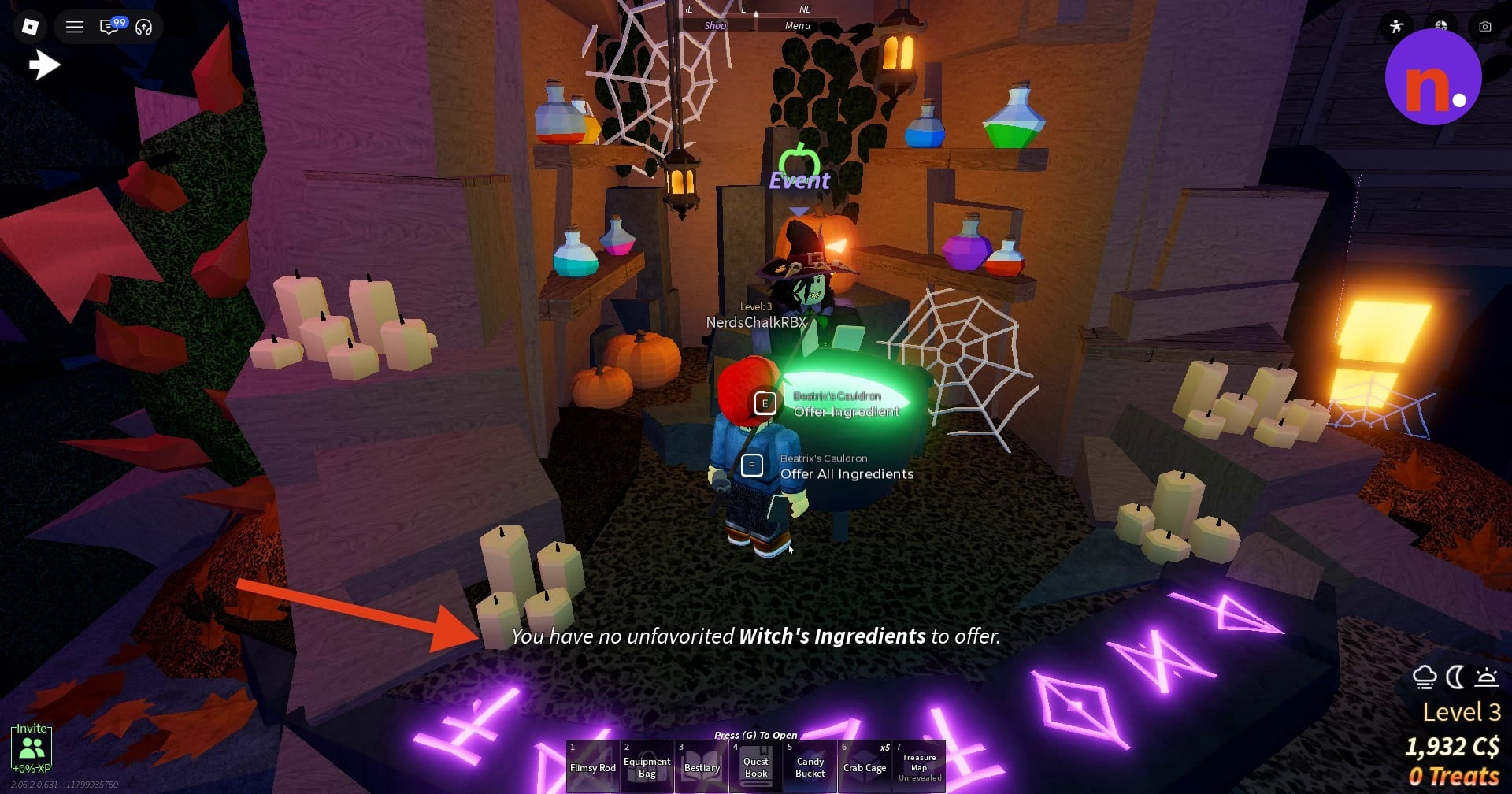 Beatrix’s cauldron controls
