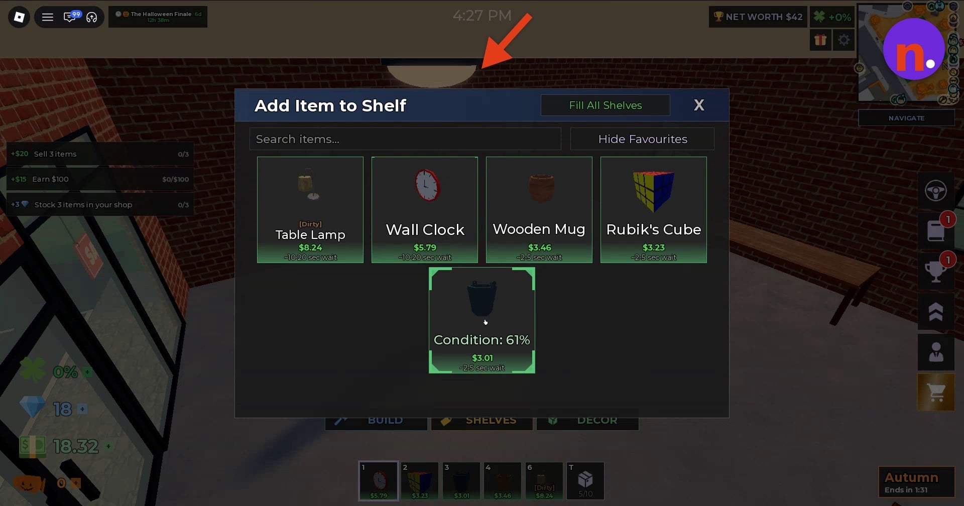 The Add Item to Shelf menu