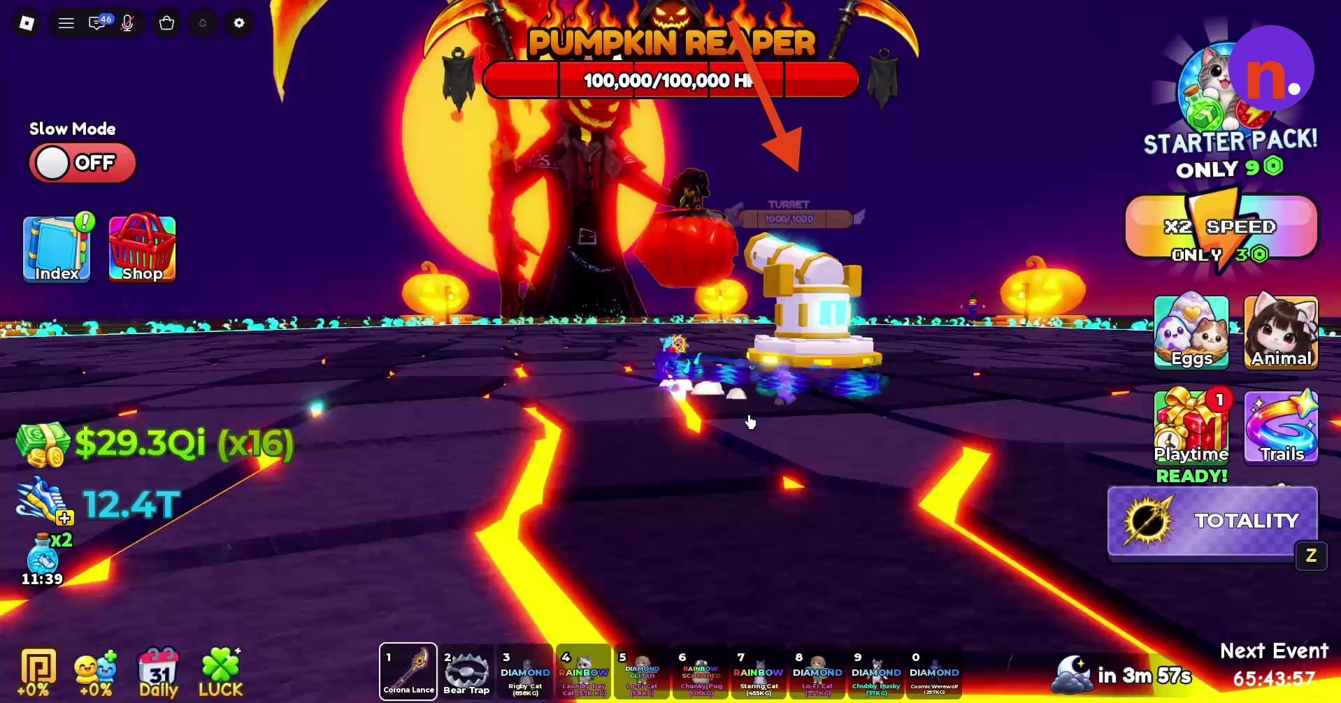 The turret and Pumpkin Reaper