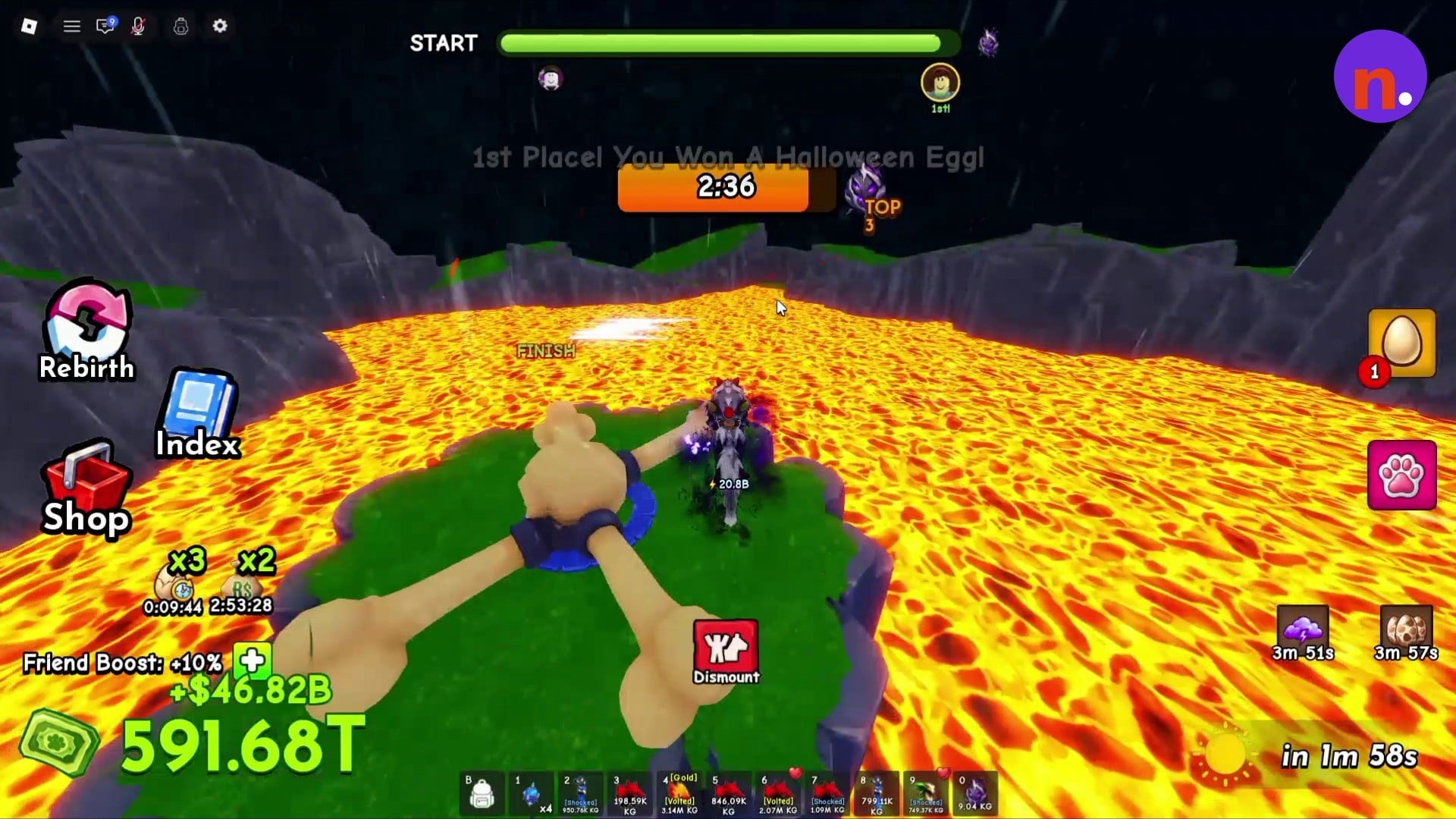 The Lava Race finish island