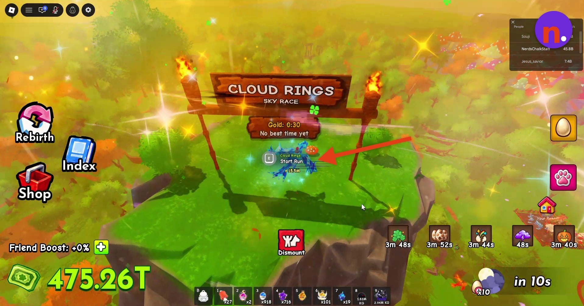 The Cloud Rings Start Run interaction