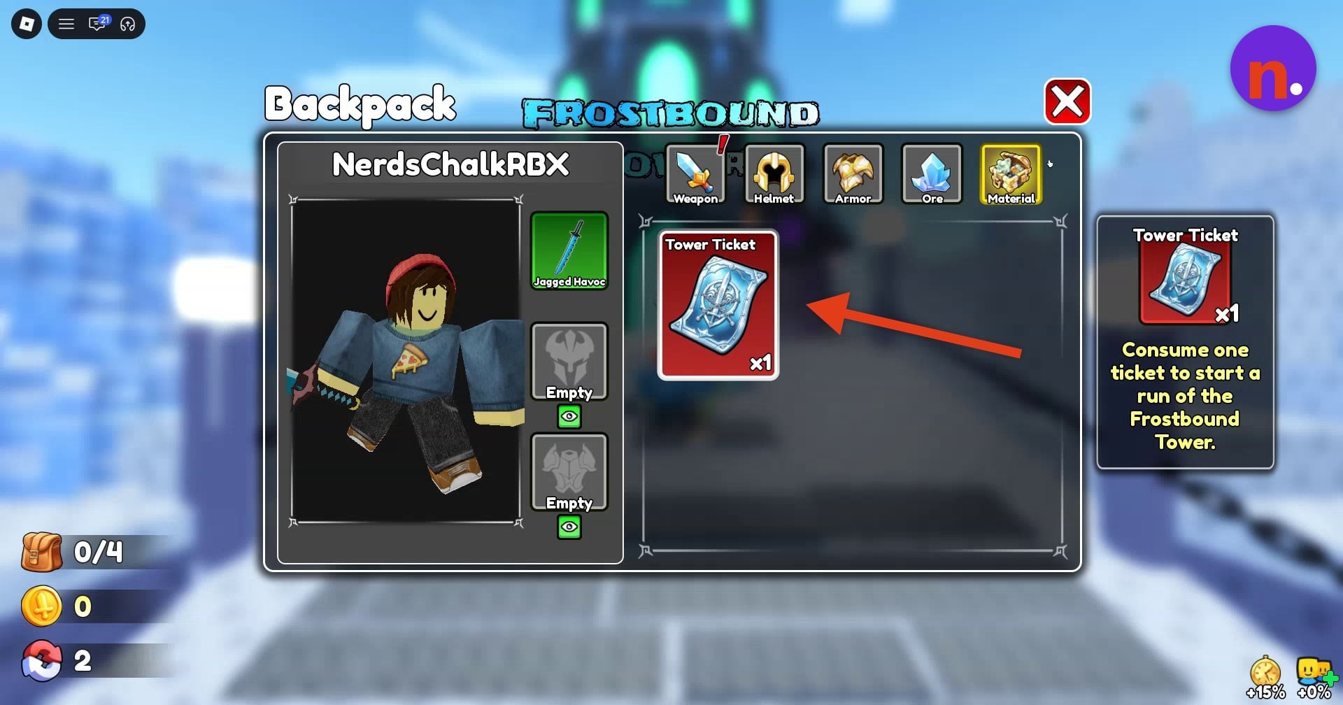 Check your Tower Ticket