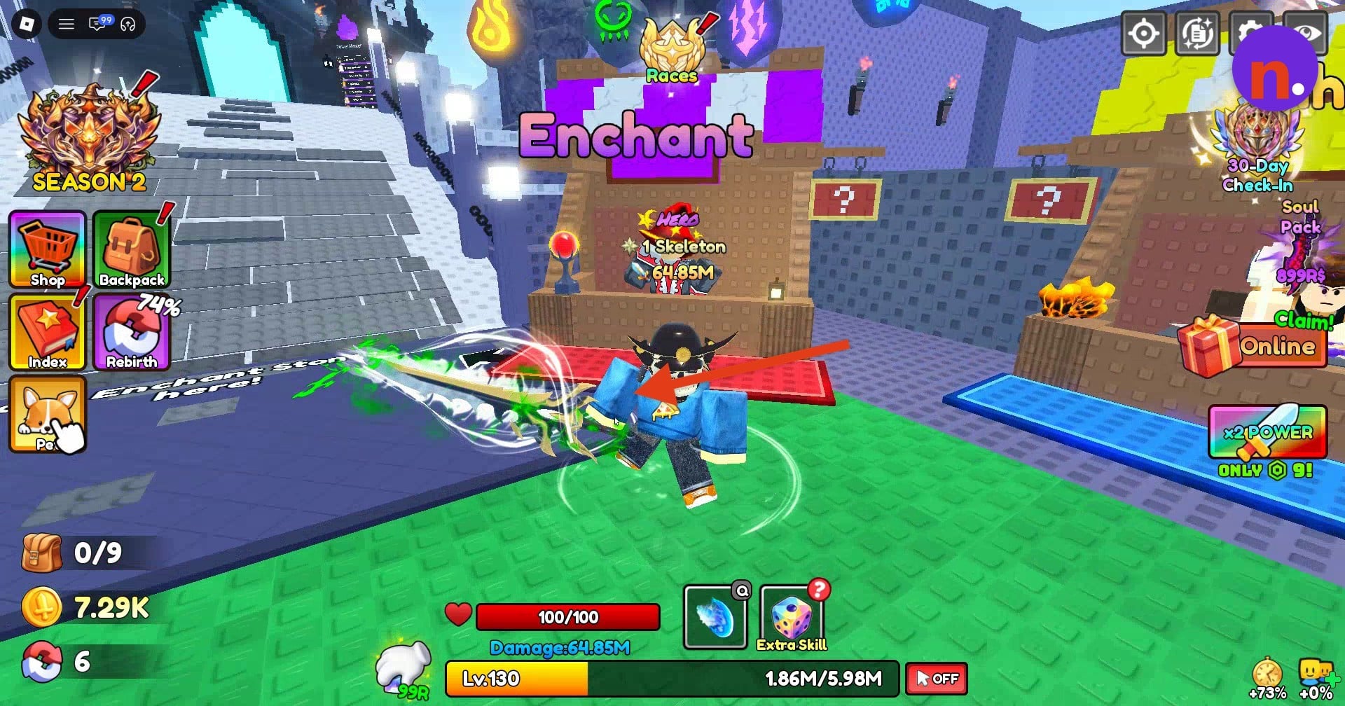 The green aura after applying the poison enchant