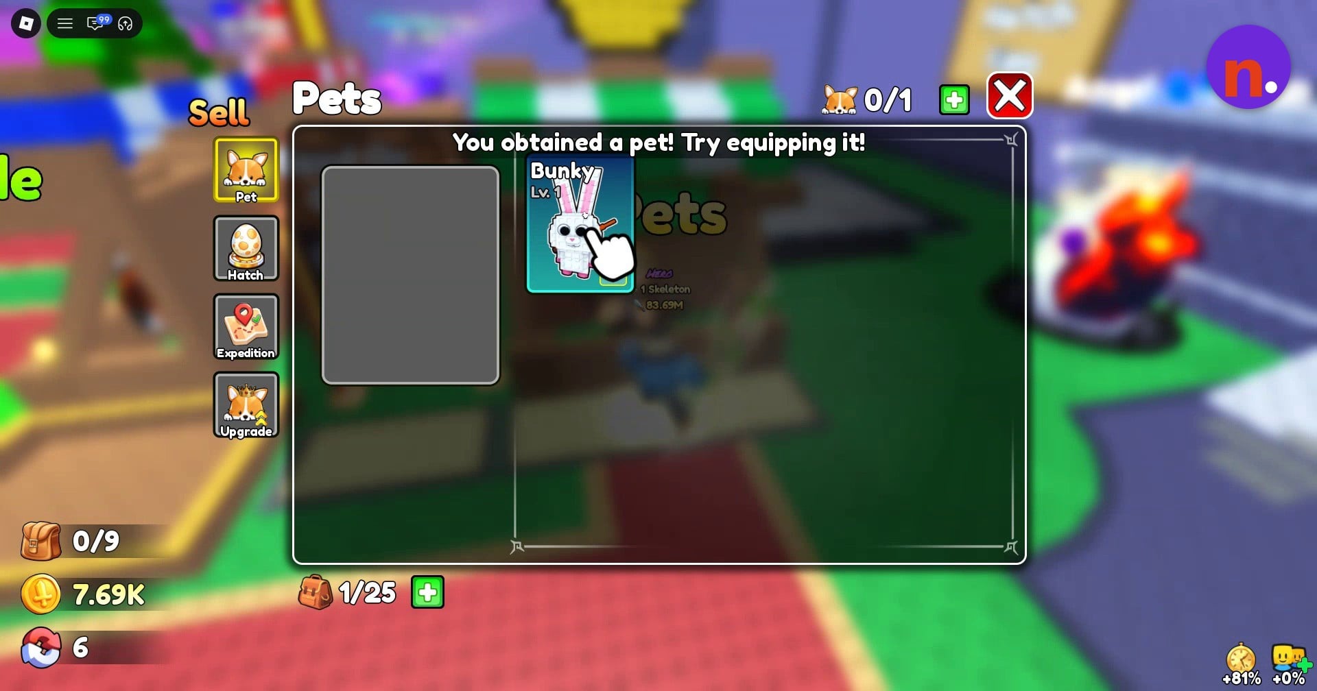 Select the new pet and equip it with Follow