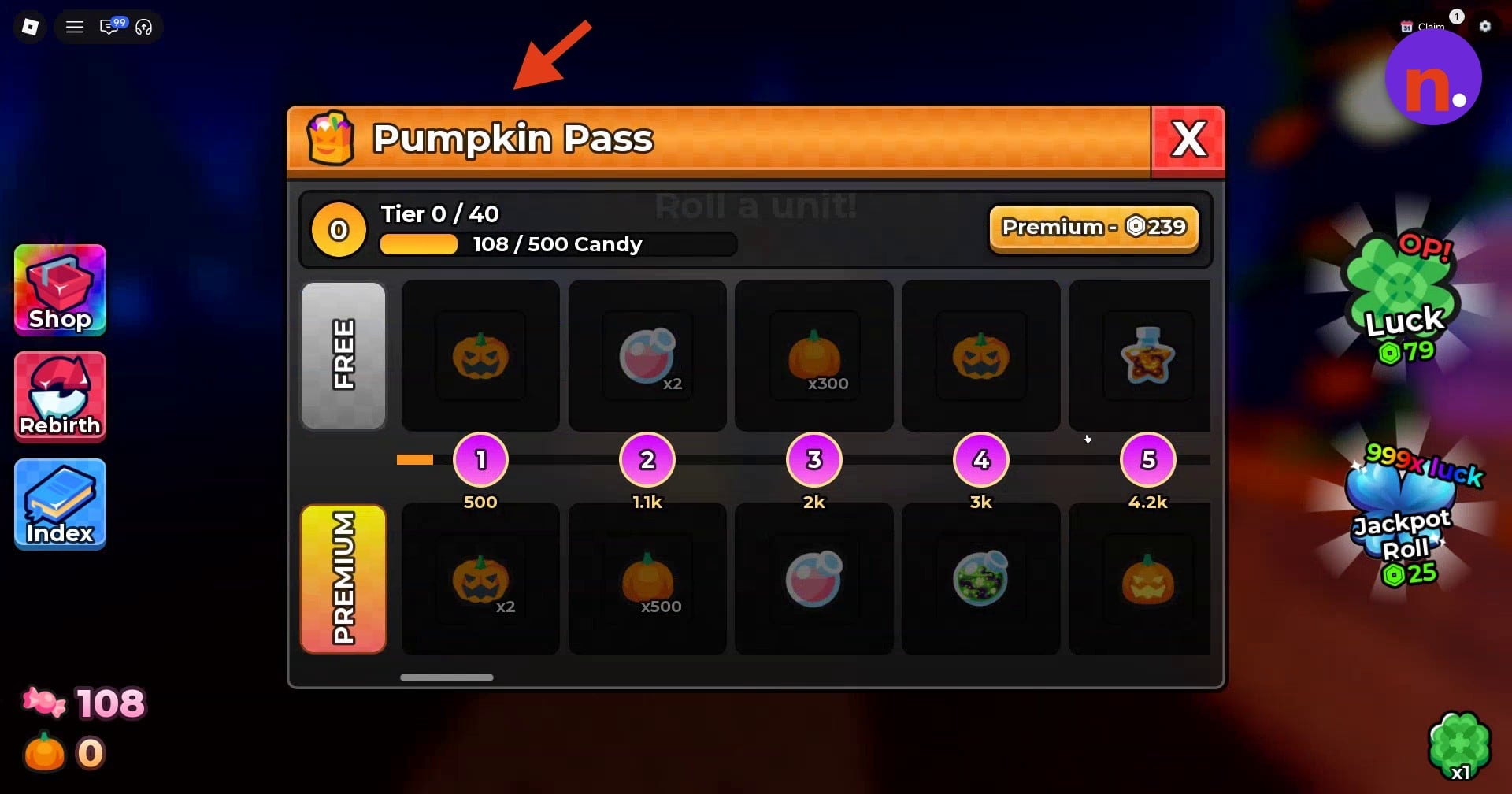 Pumpkin Pass tracks and candy thresholds