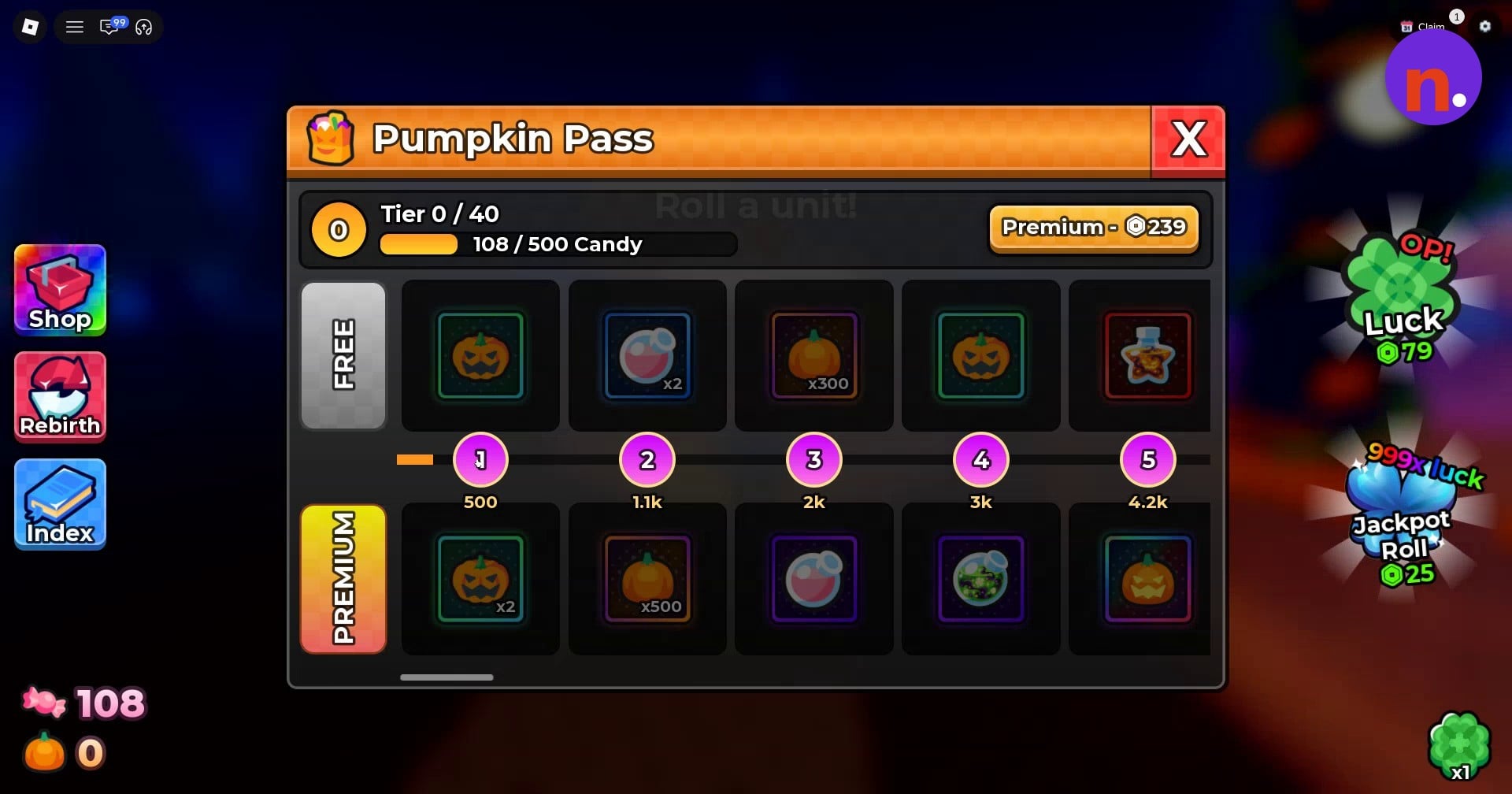 The first free Pumpkin Pass reward