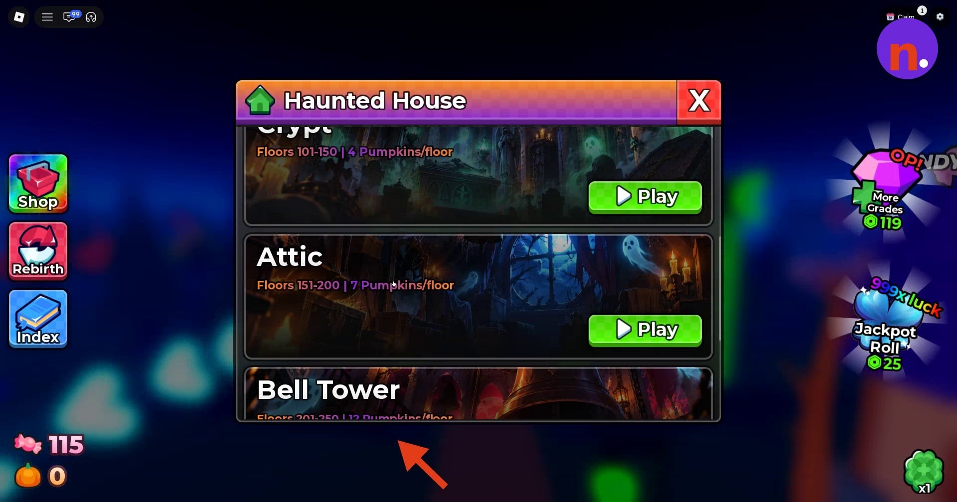 Crypt, Attic and Bell Tower rewards