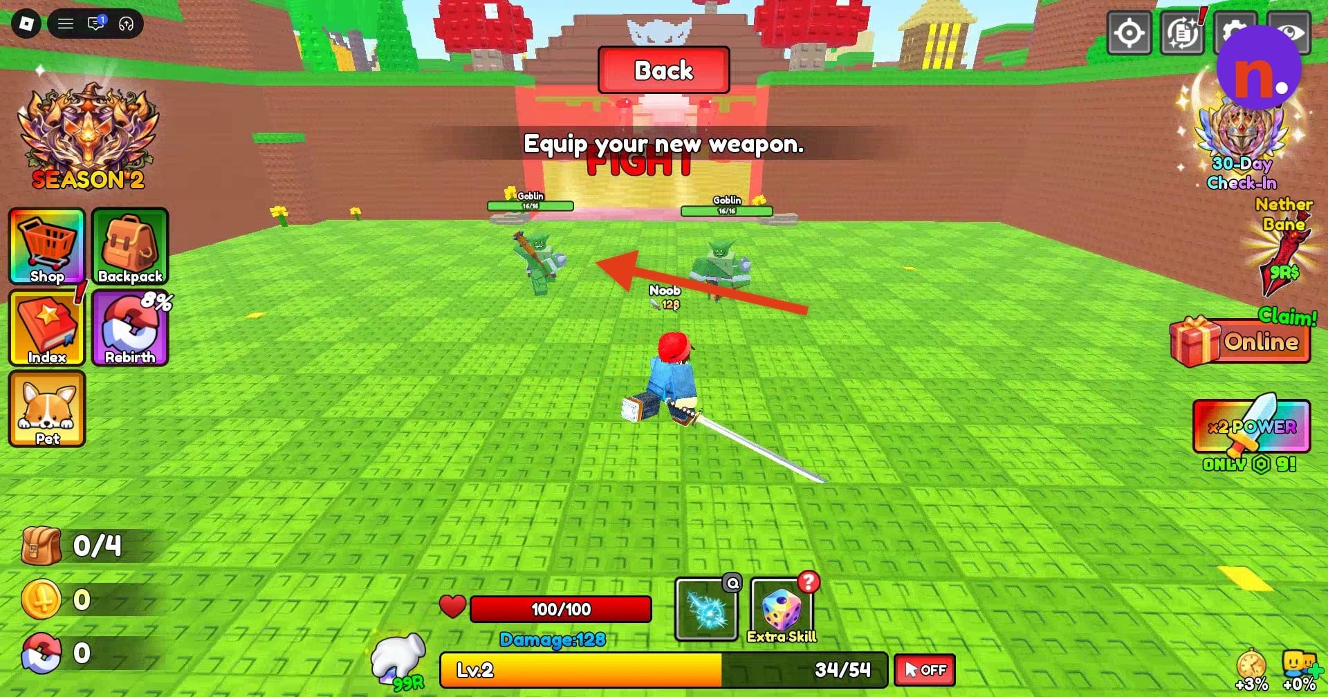 Goblins in the walled grassy arena