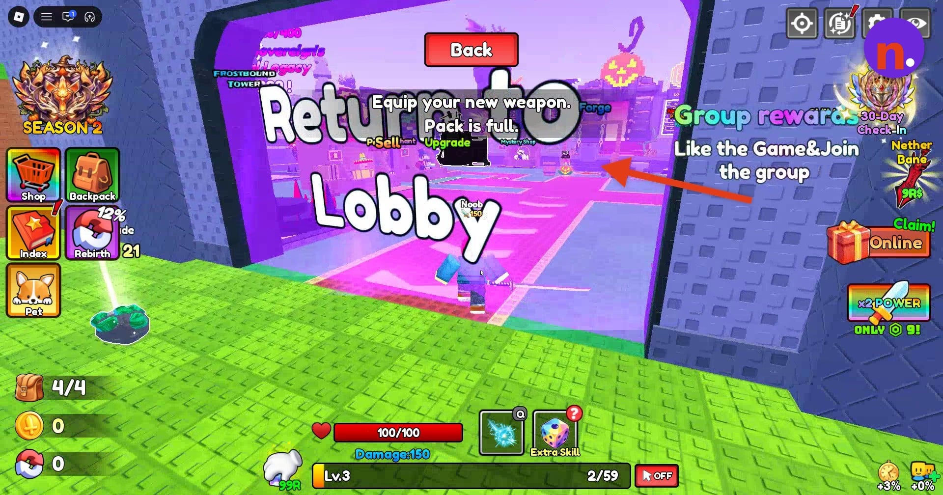 Use the Return to Lobby portal
