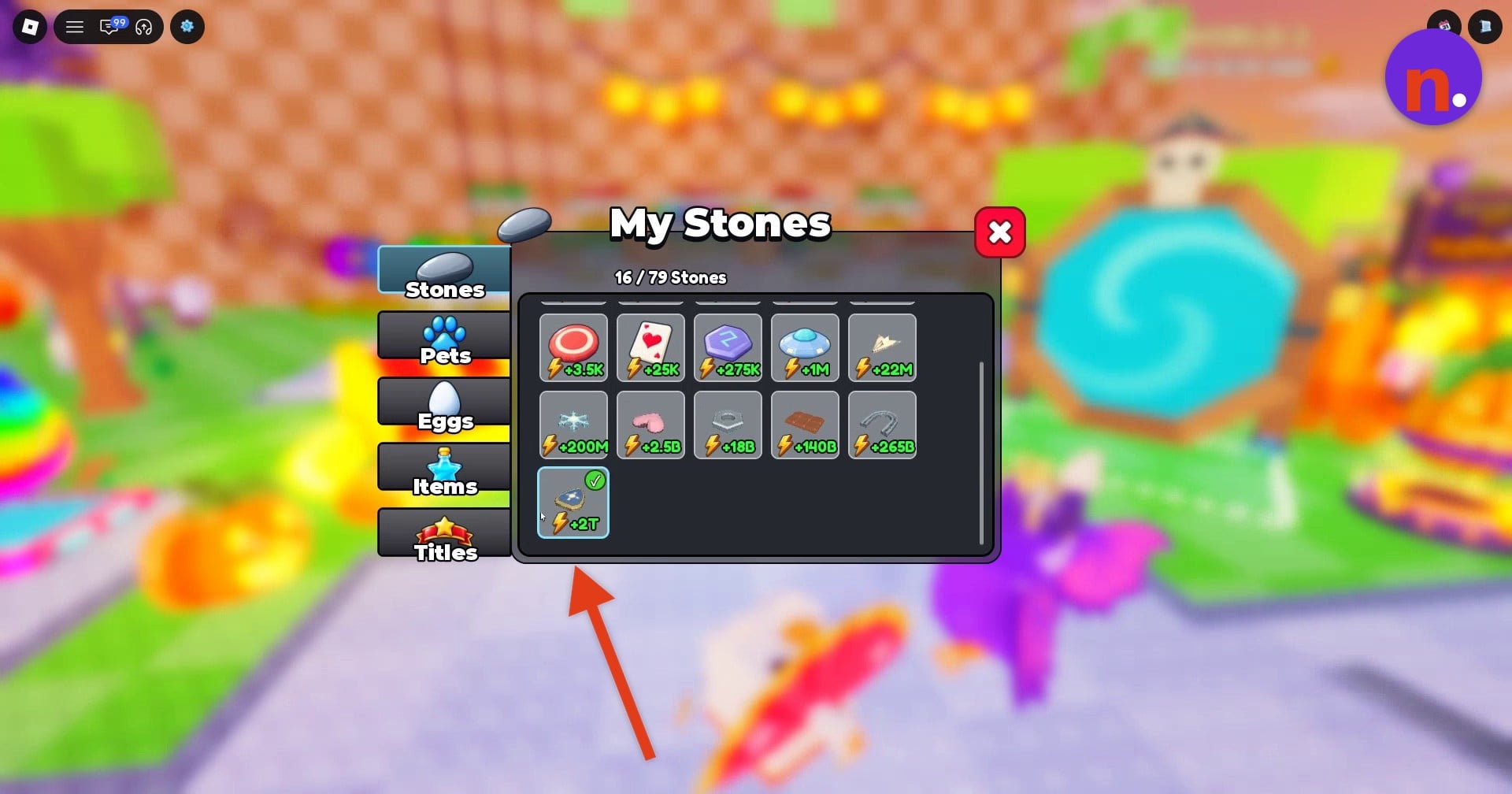 My Stones displays the Skill bonuses of owned stones.