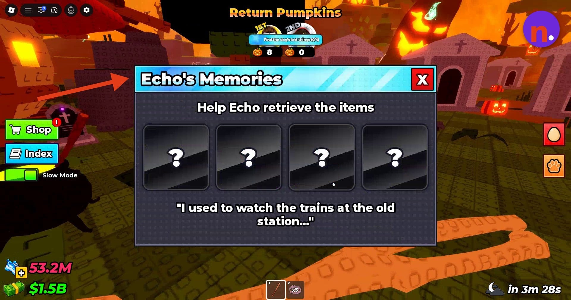 Echo's Memories and its four item slots